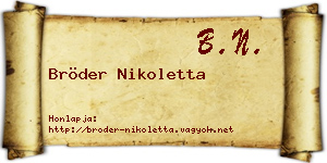 Bröder Nikoletta névjegykártya